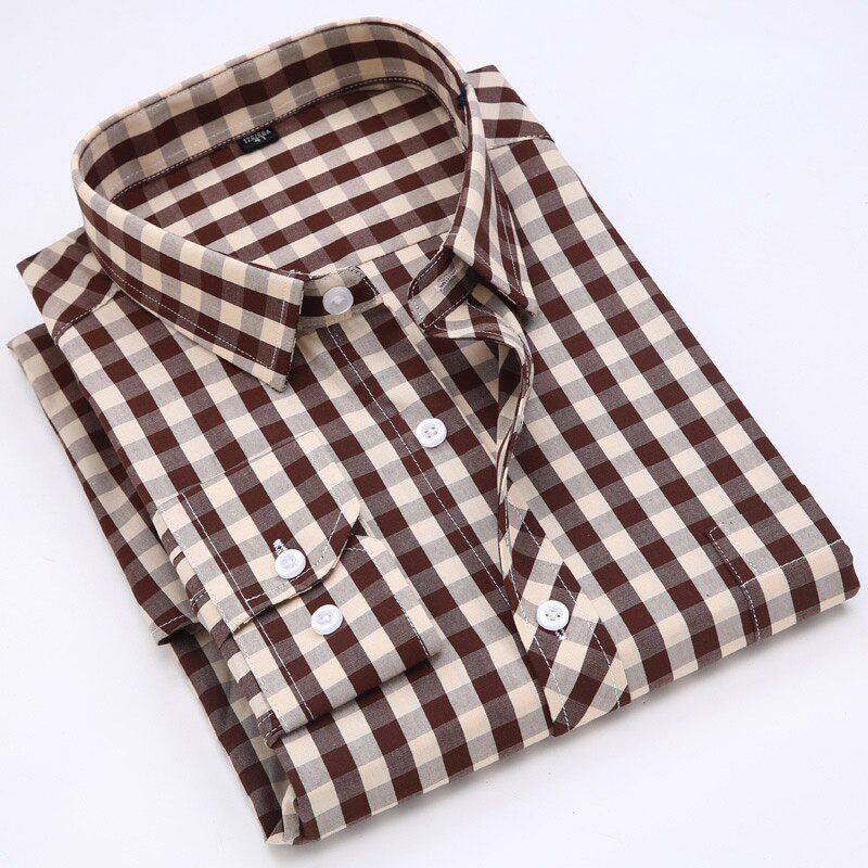 Men Plaid Shirt 100% Cotton Spring Autumn Casual Long Sleeve Shirt Soft Comfort Slim Fit Styles Brand Man Clothes