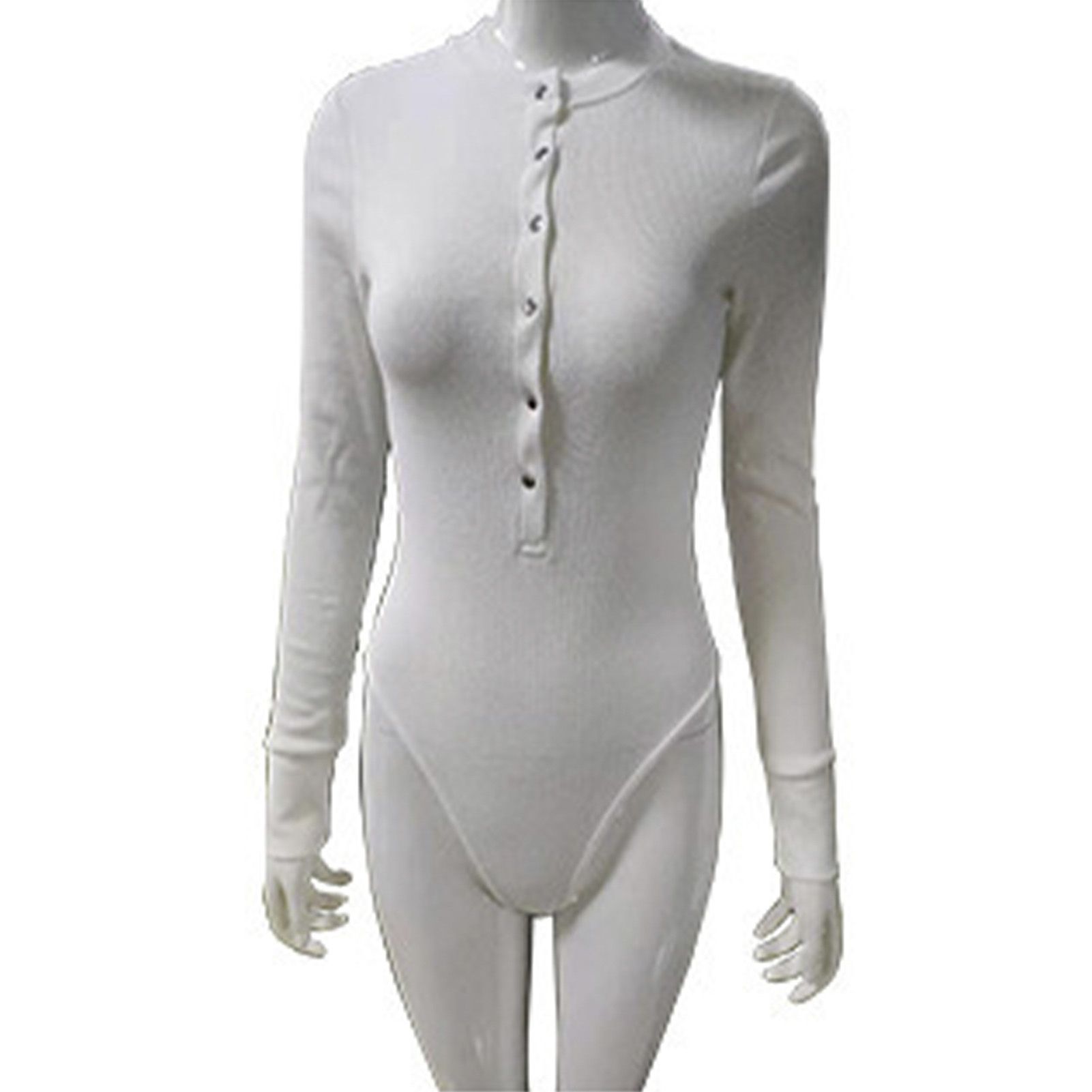 Autumn Bodysuit Long Sleeve Half Open Front Women Bodysuit