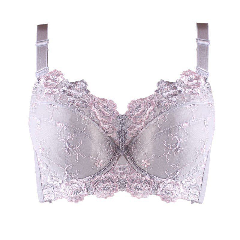 Embroidery Lace  Women Bra Big Size Full Cup Push Up Bras Underwire Brassiere Side Adjustment Underwear 85 90 95 100 105