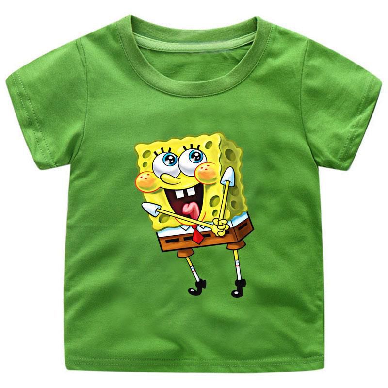Kids Cotton Cartoon Tees Boys Girls Tops Cute SpongeBob tshirts Style46