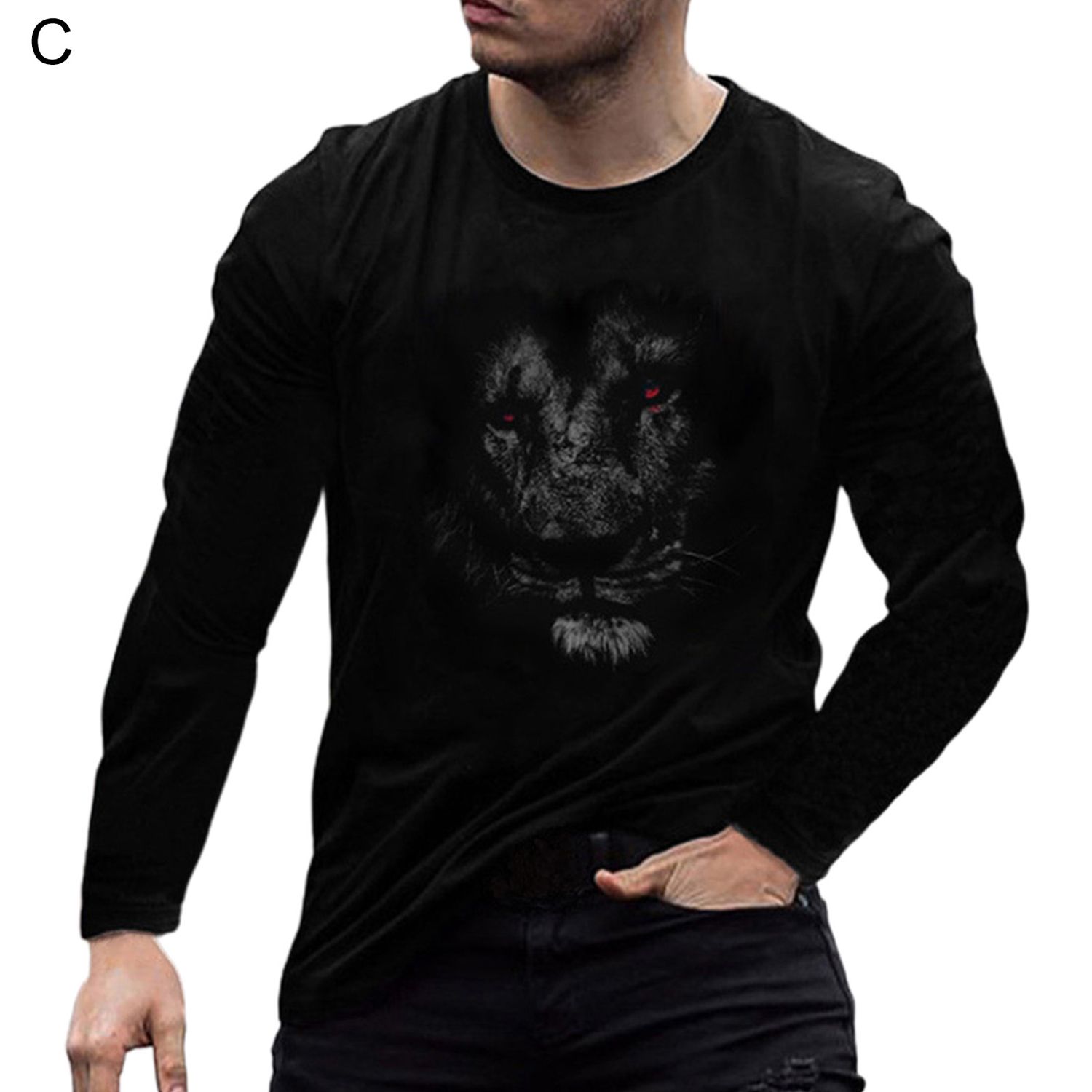 Men Top Digital Print Printed Crew Neck T-shirt
