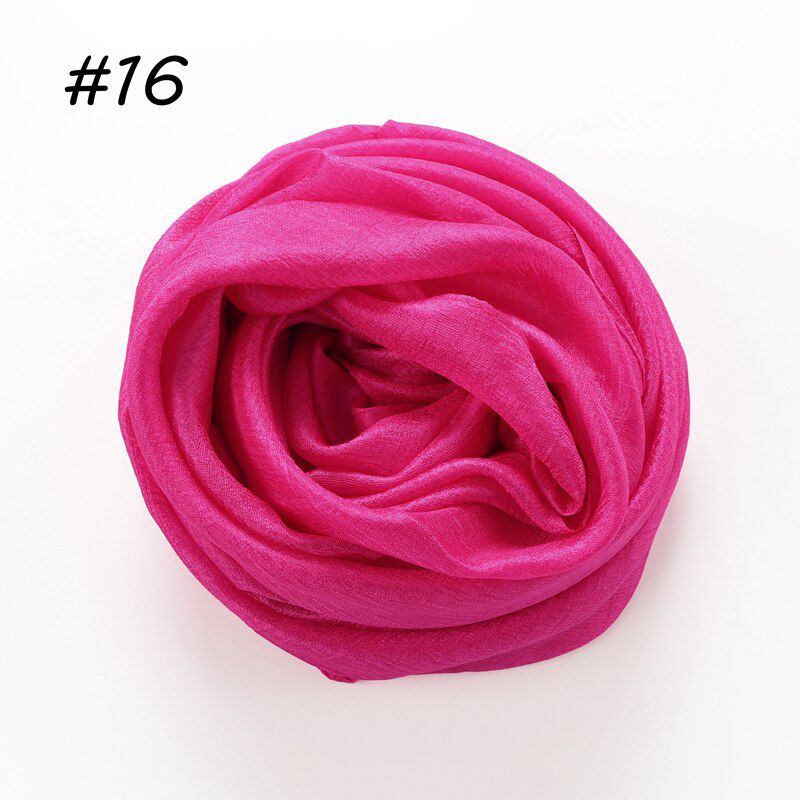 One Piece Solid Plain Shinny Scarf Oversize Islam Shawl Head Wraps Soft Long Muslim Silk Linen Shimmer Hijabs