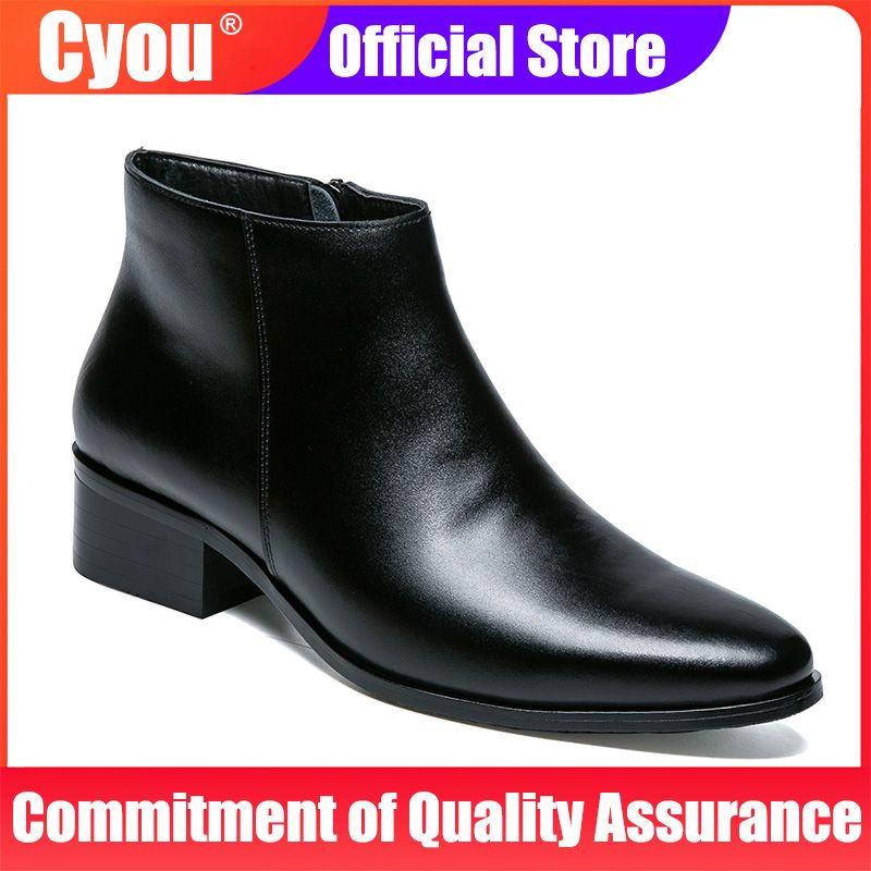 Cyou Men's New Fashion Ankle Straps Comfortable Casual Ankle Boots Shoes Leather Men Shoes