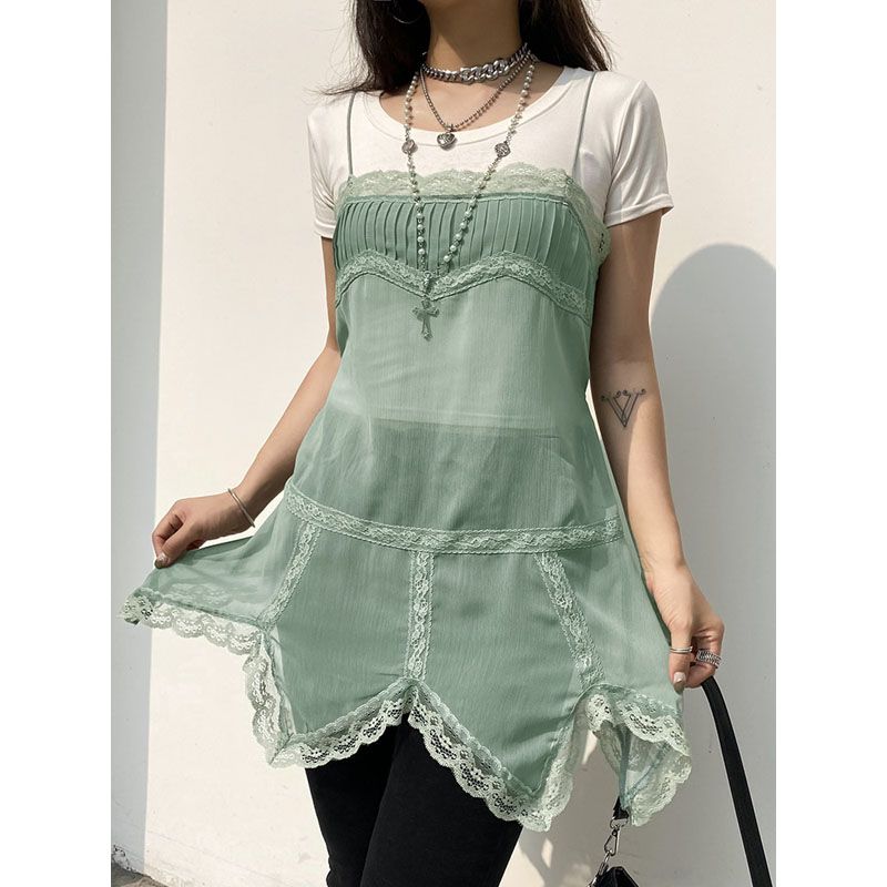 Sweetown Patchwork Lace Cute Y2K Chiffon Dresses Women Square Collar Elegant Grunge Fairycore Clothes Ruffles Short A Line Dress
