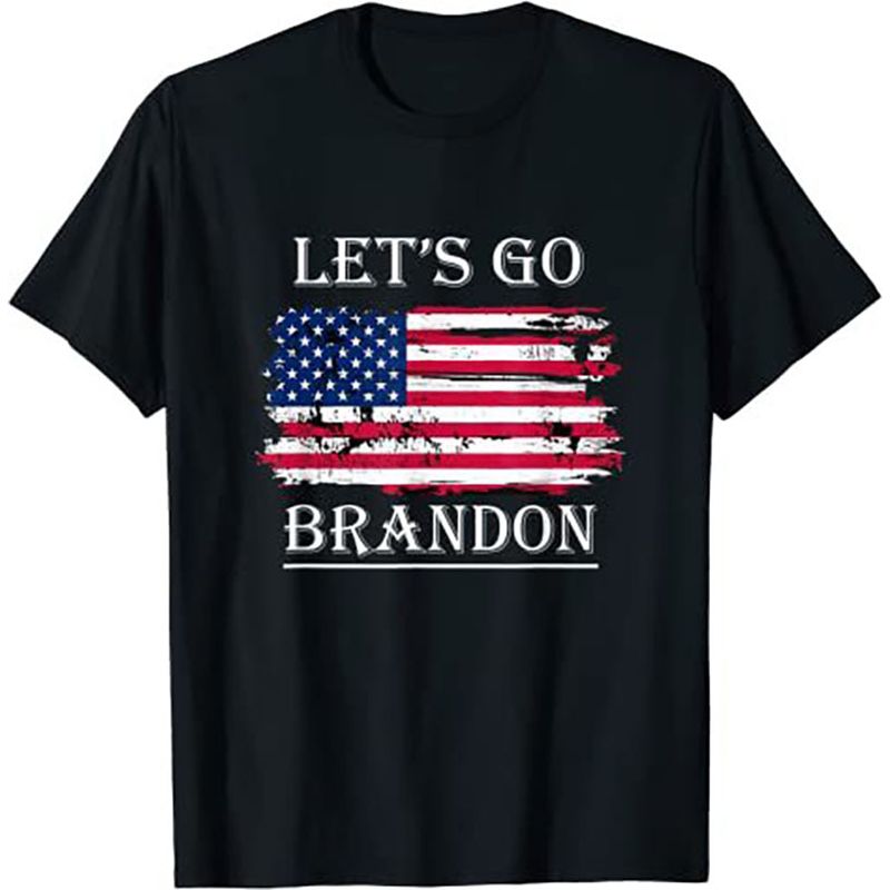 Lets Go Brandon T-Shirt US Flag Men Women Graphic Casual Tees