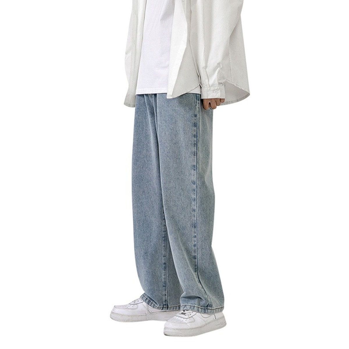 Men's Jeans Fashion Loose Straight Casual Wide Leg Pants Cowboy Mans Streetwear Hop Trousers  Spring Summer jeans