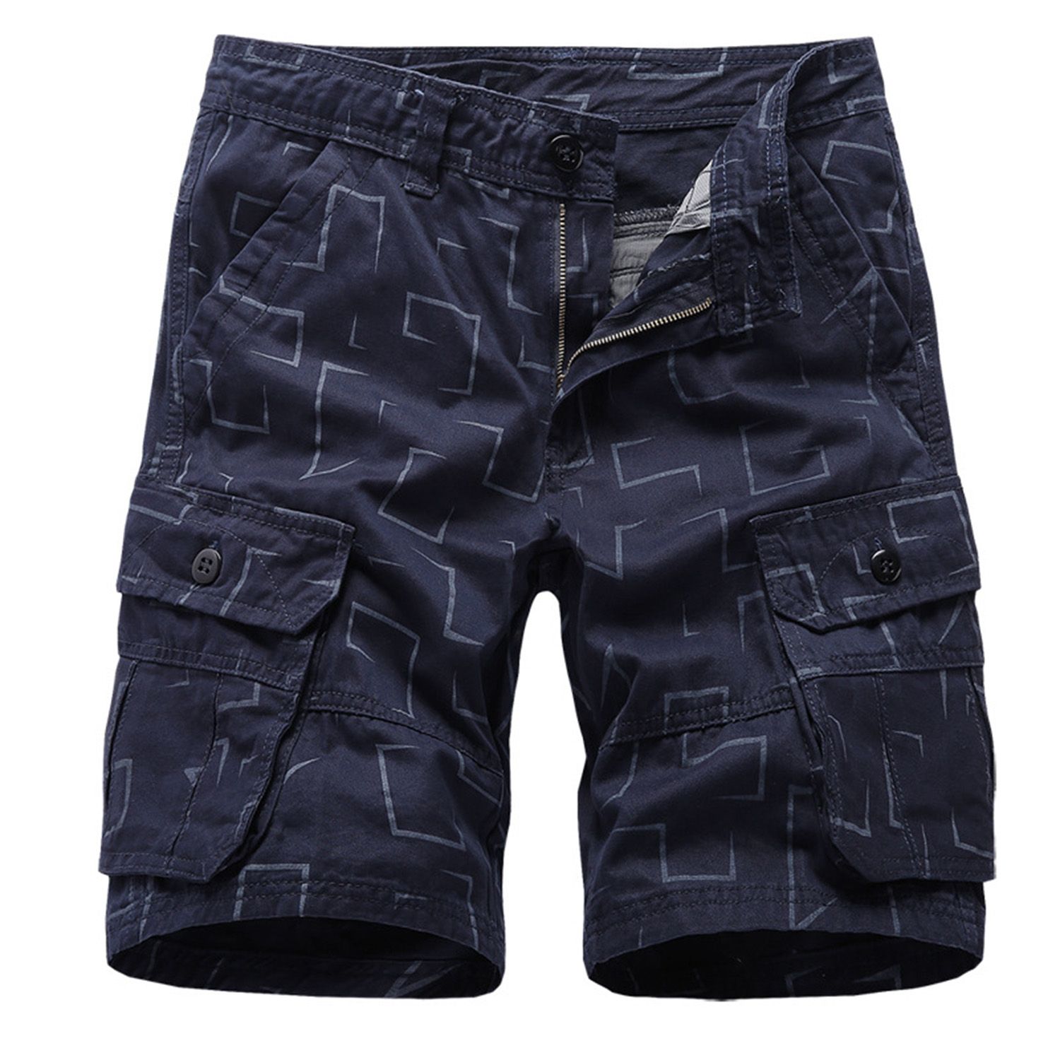Summer Fashion All-matched Multi-pockets Printing Zipper Shorts Men Pants