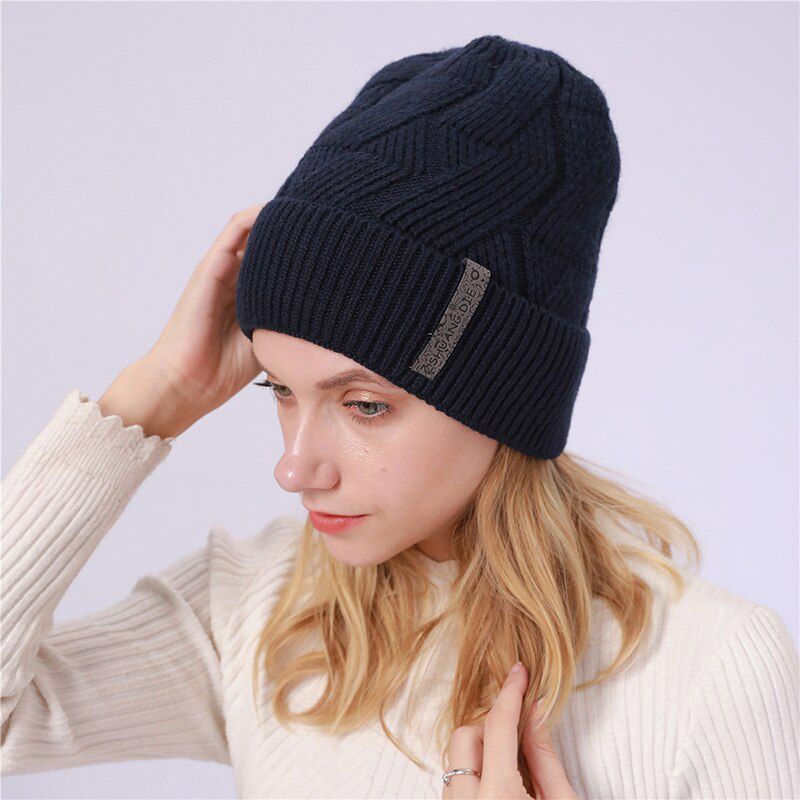 Cashmere Knitted Women's Hat Rolled up Velvet Warm Women 2020 Winter Unisex Men's Hat Beanie Bonnet Sombrero Mujer