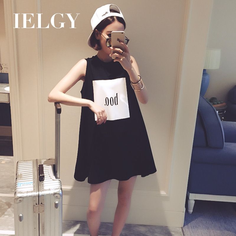IELGY Women's Korean Loose Sleeveless Top Letter Printing Wild Thin Thin Long Vest T-shirt Women