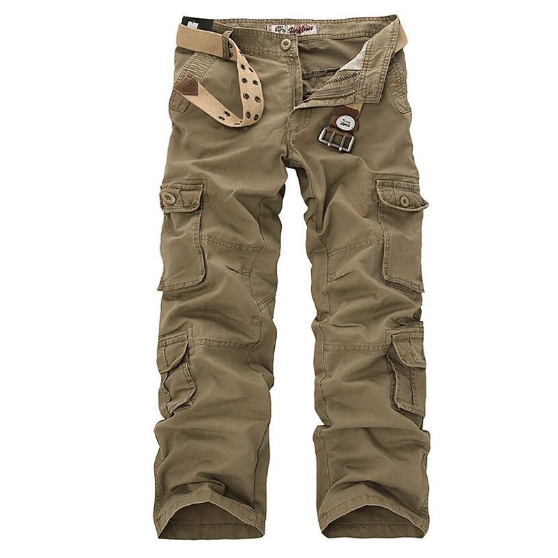 Mens  Cargo Pants Multi-ckets Baggy Men Cotton Pants Casual Overalls   Trousers no belts Plus Size 46