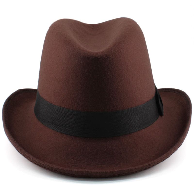 Men Women Wool Felt Classical Homburg Hats Bowtie Band Fedora Caps Trilby Sunhat Jazz Winter Warm Adjustable Size M-L