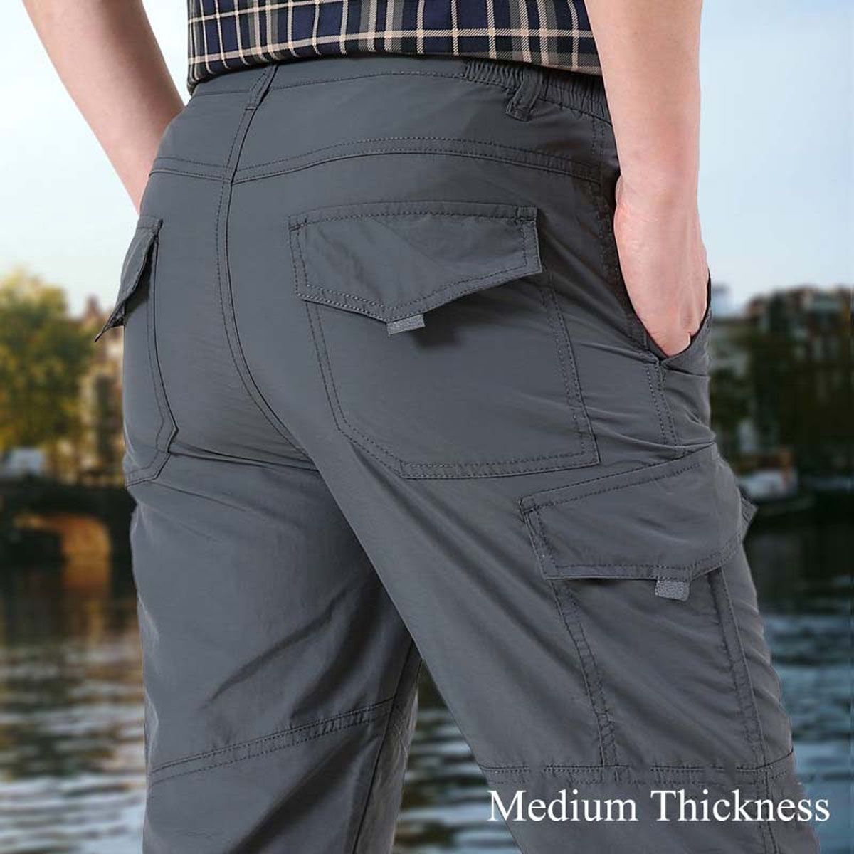 Men's Winter Warm Cargo Pants Breathable Windproof Multi Pocket Casual   Style Work Tactical Trousers PA57