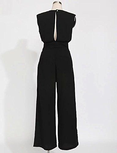 Sexy sleeveless V-neck backless Jumpsuit black L