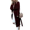 Winter Women Draped Long Sleeve Trench Coat Office Party Solid Color Overcoat