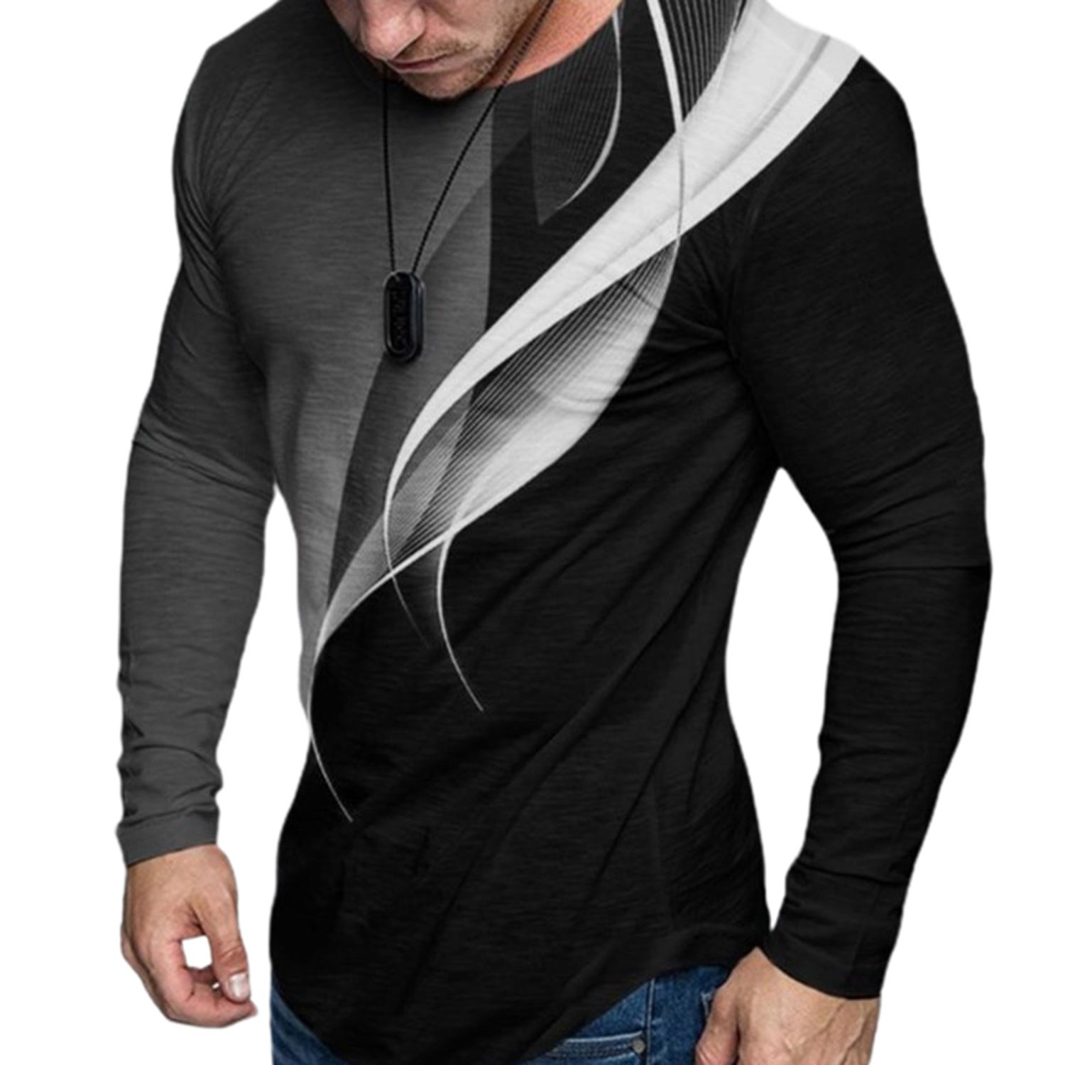 Men Shirt Long Sleeve Creative Spring T-shirt