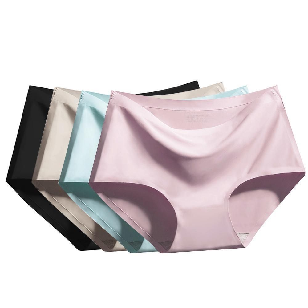 Ice silk no trace soft ladies underwear solid color waist women's underwear smooth and breathable sexy underwear