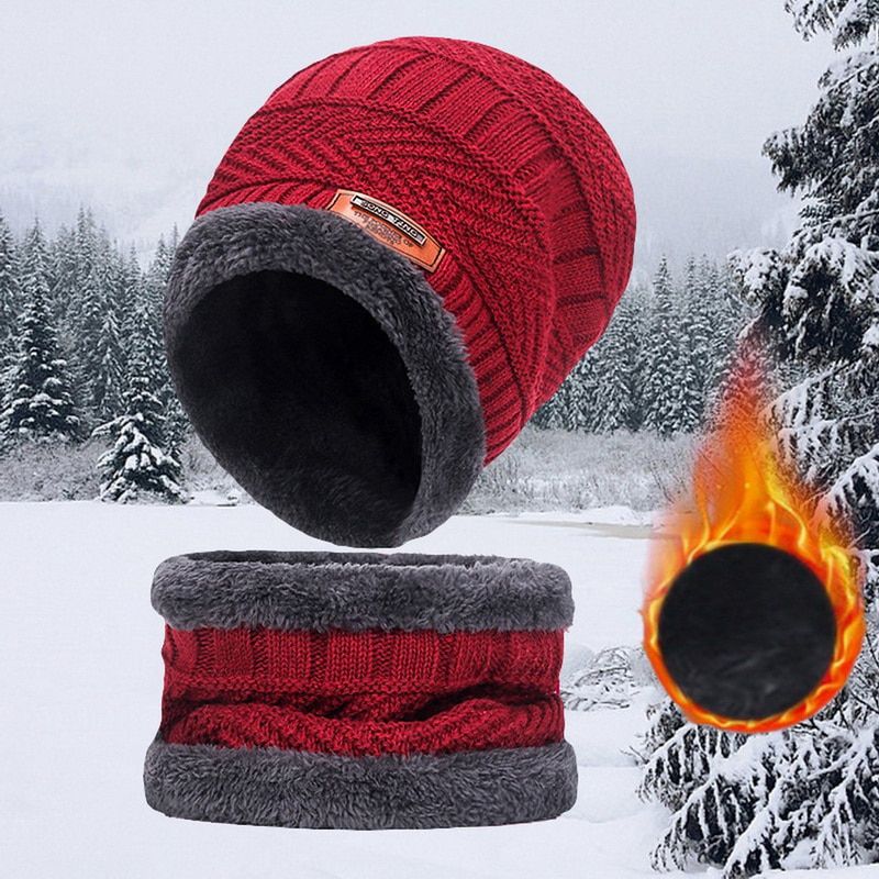 Female Knitted Hat Scarf Caps Neck Warmer Winter Hats For Men Women Skullies Beanies Warm Fleece 6 Colors Hat Women's Winter2021
