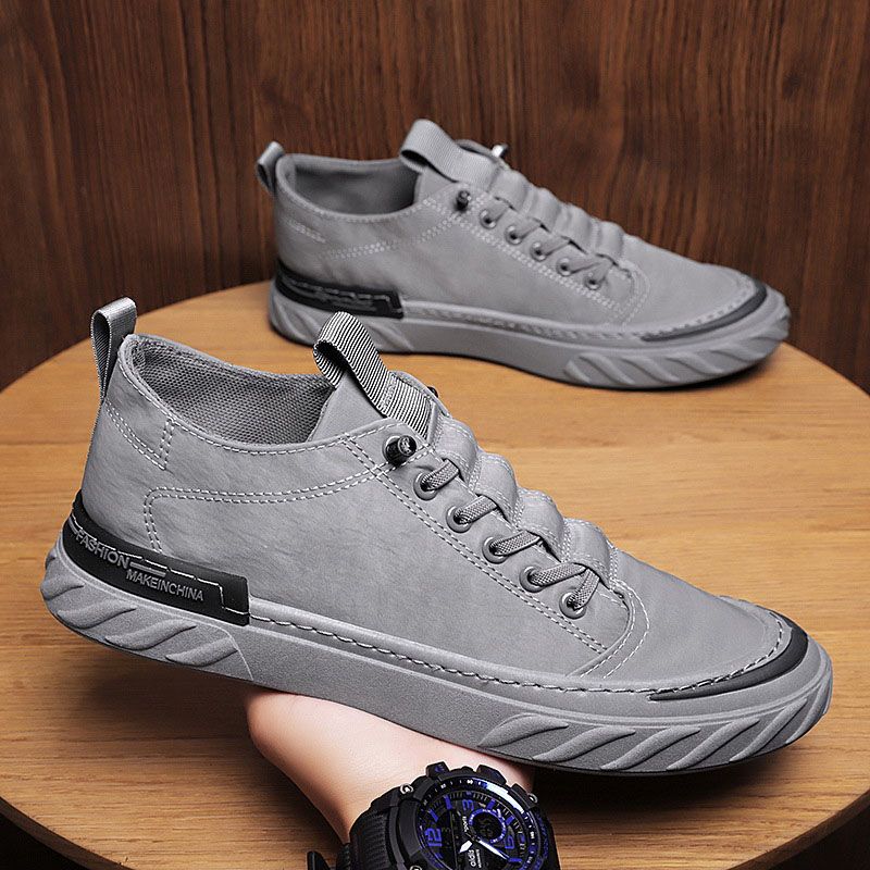 Men's shoes 2023 new silk casual cloth shoes breathable board shoes canvas men's shoes gray