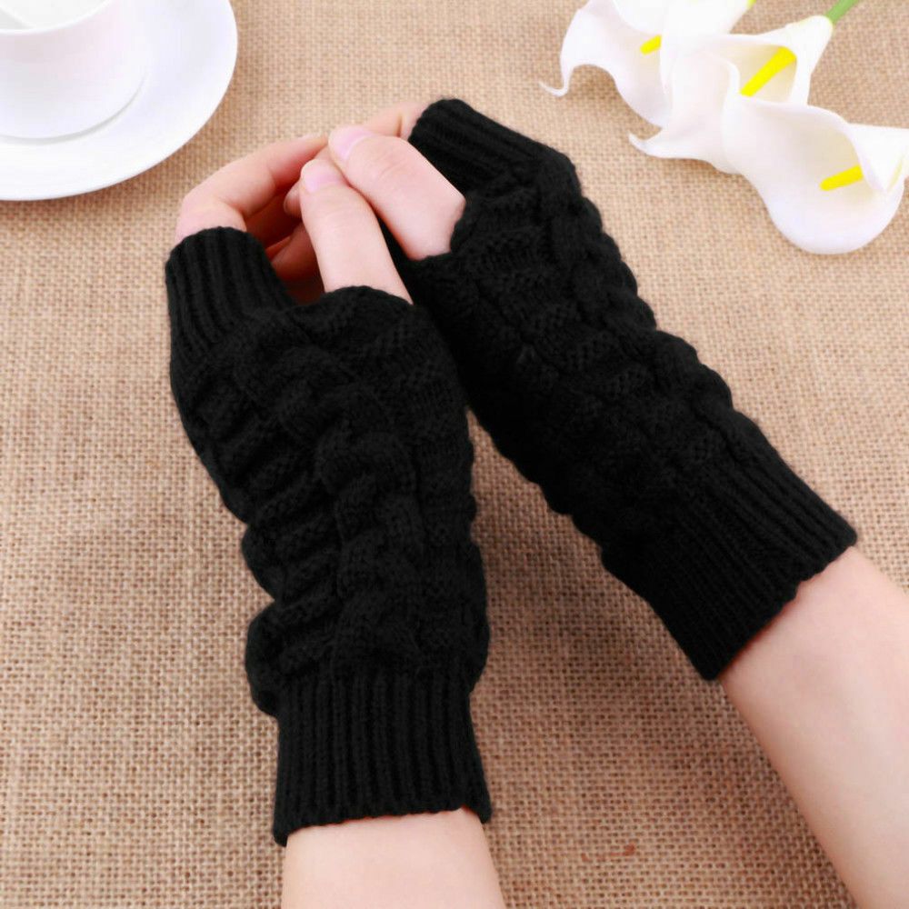 Knitted Long Hand Finger Free Glove Winter Warm Wool Fingerless Gloves Harf Finger Gloves for Women Girl Men Uni