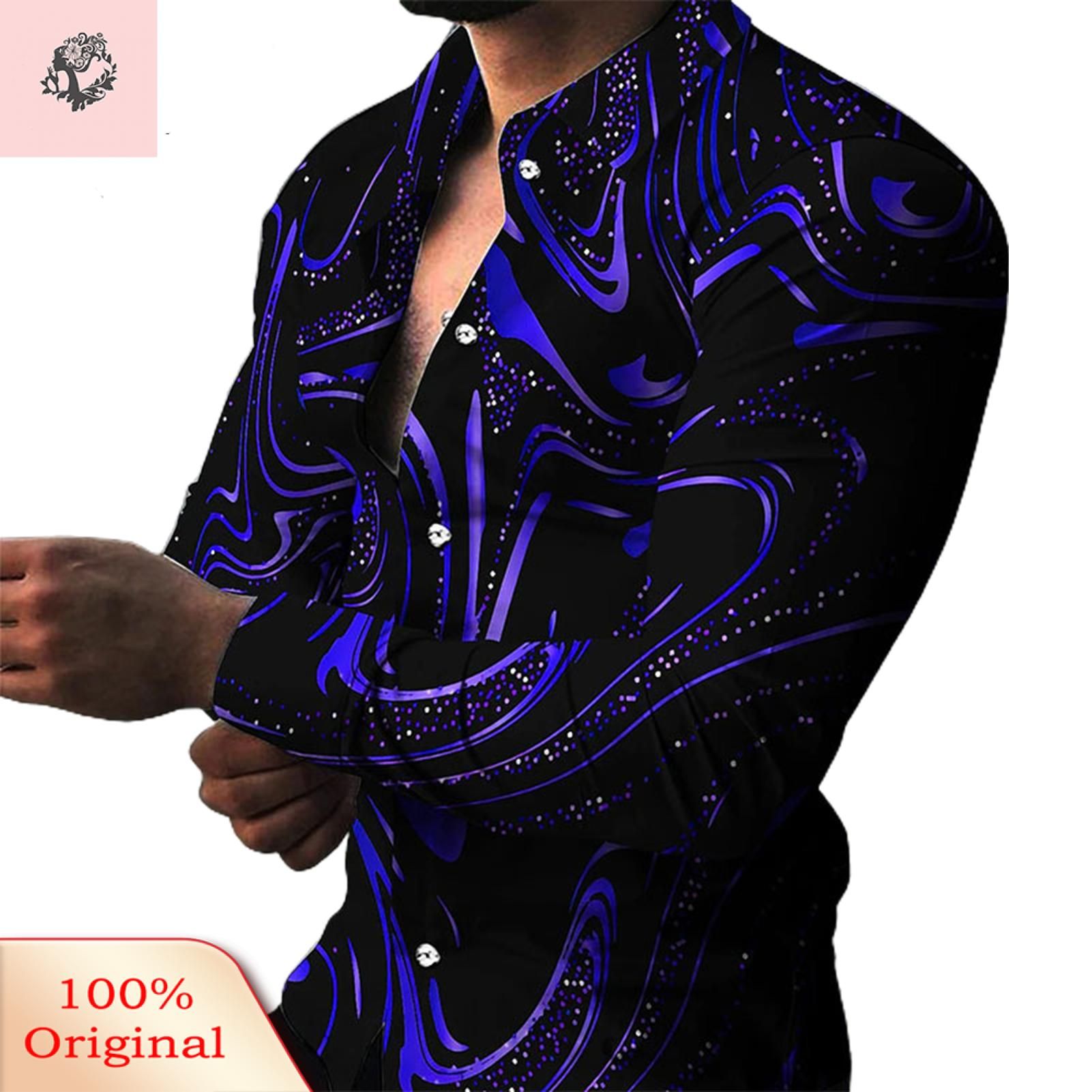 Sunnyheart Men Top Long Sleeve Moisture Absorption Lapel Shirt Men Top