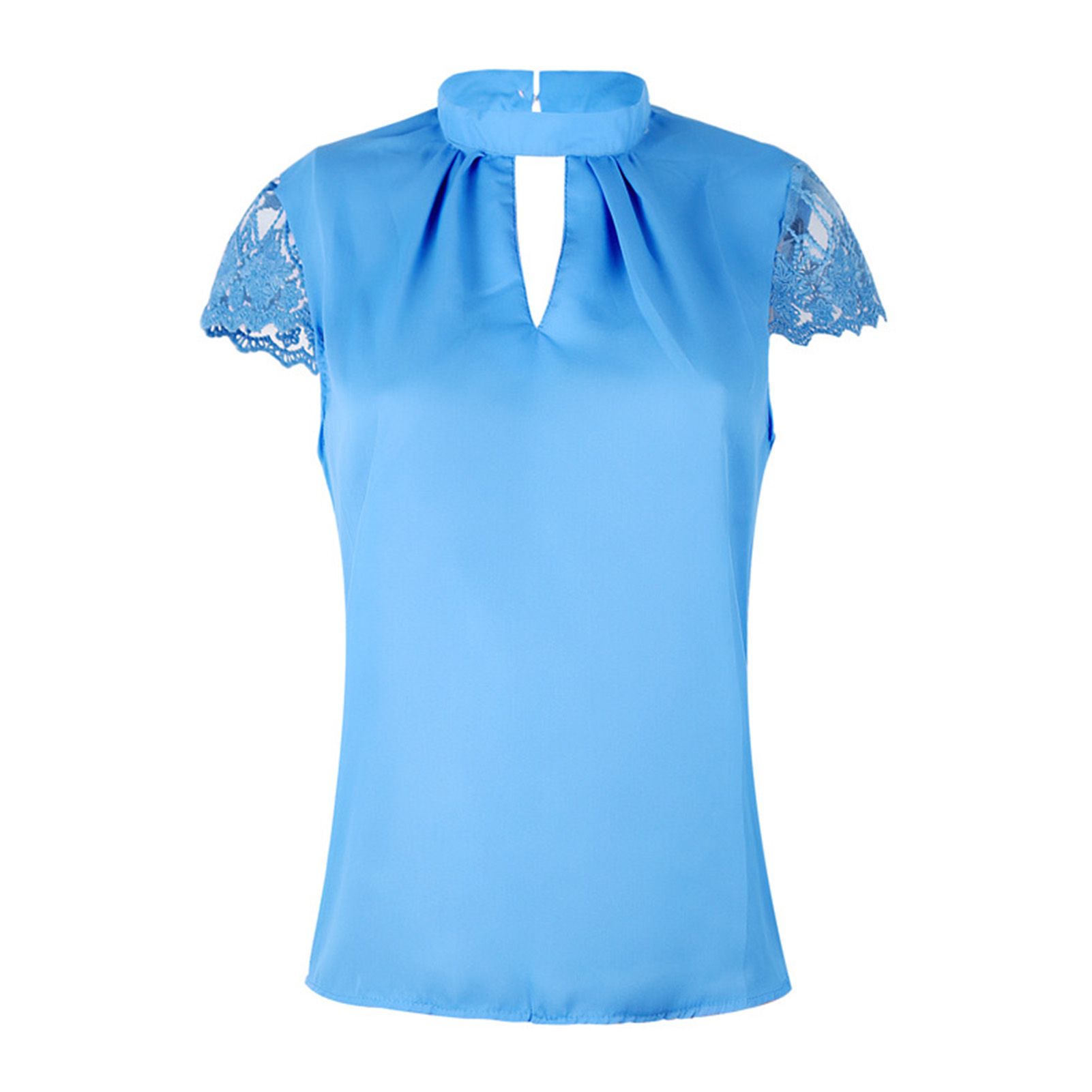 Women Shirt Quick Drying Chic Hollow Out Le Patchwork Shirt