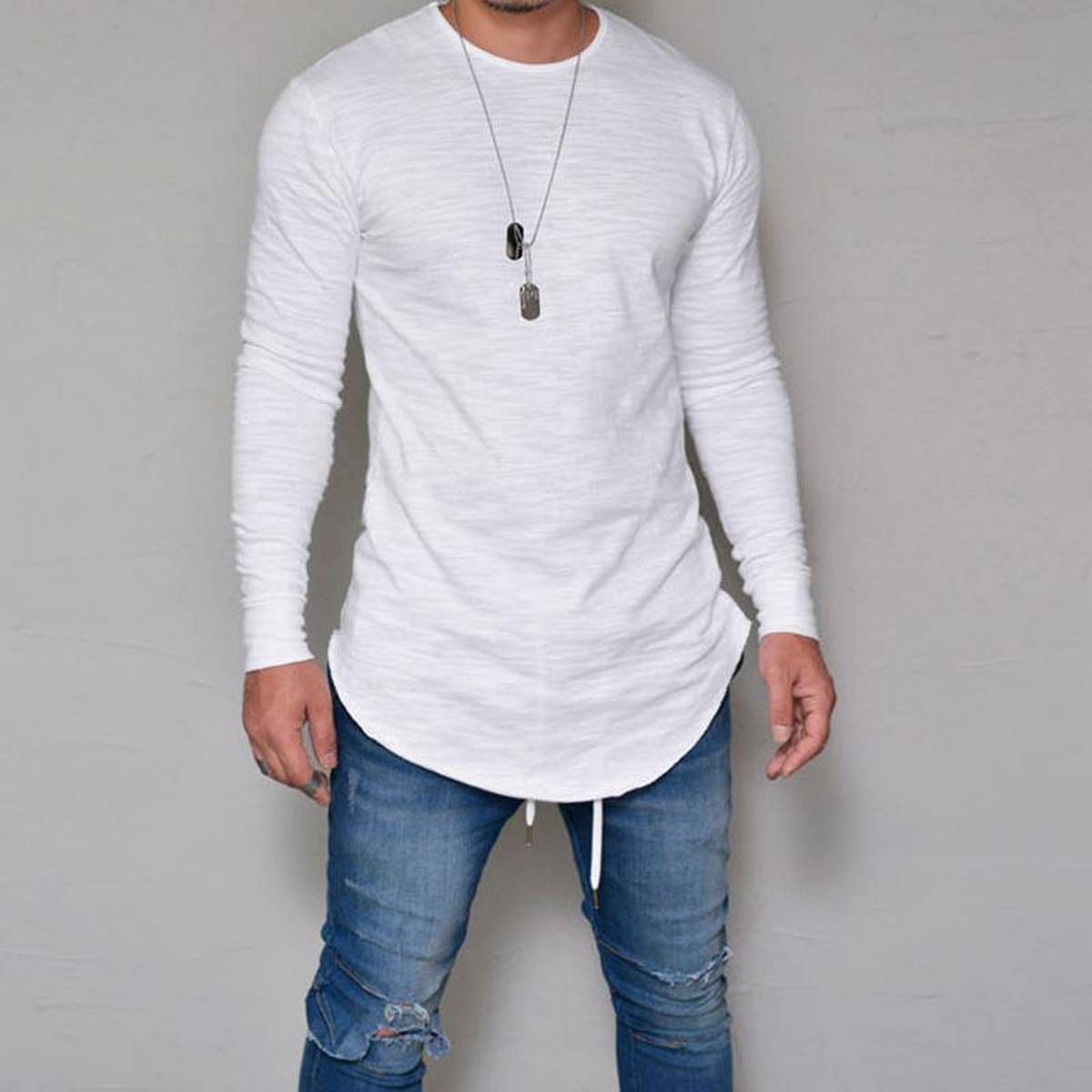 Newest Arrivals Fashion Hot Fashion Men's Slim Crew Neck Long Sleeve Muscle Tee T-shirts Casual Tops