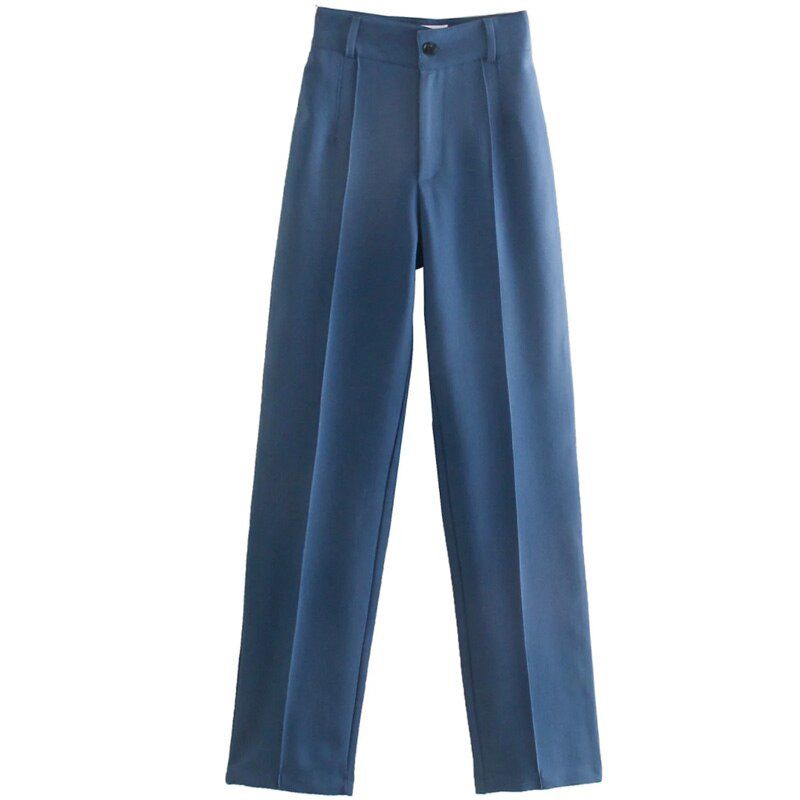 Women Pant Casual High Waist Chic Office Ladies Female Elegant Beige Straight Suit Pants Trousers