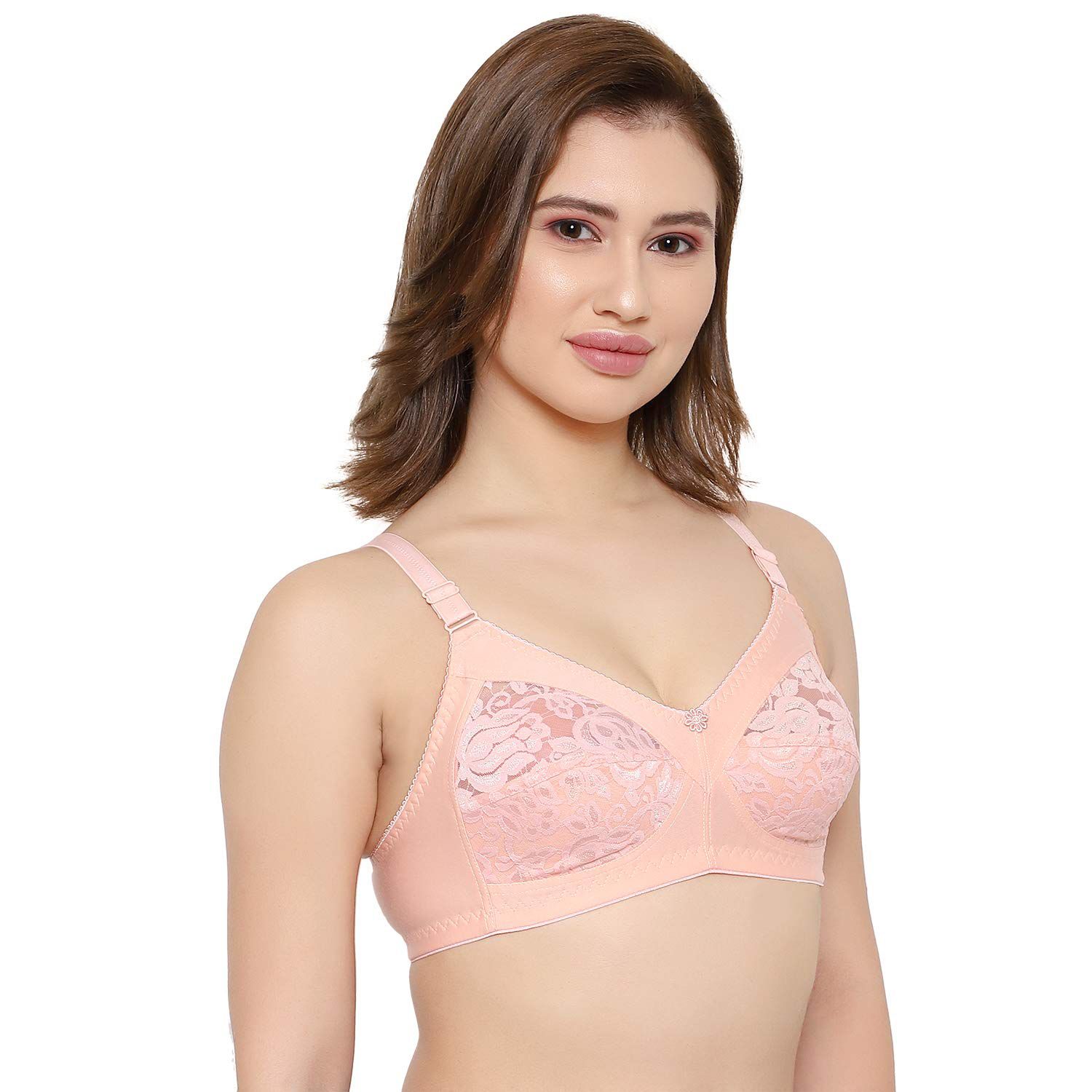 KYODO Women's Net with Hoisery Wirefree Stylish Bra for Girls