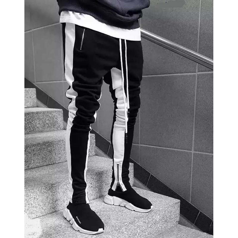 Fashionable Cotton Joggers and Trousers For Men Black & Yellow