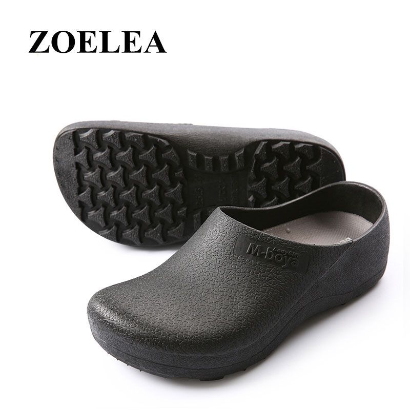 Hotel Kitchen Clogs Non-slip Chef Shoes Casual Flat Work Shoes Breathable Resistant Kitchen Cook Working Shoes Size Plus 37-46