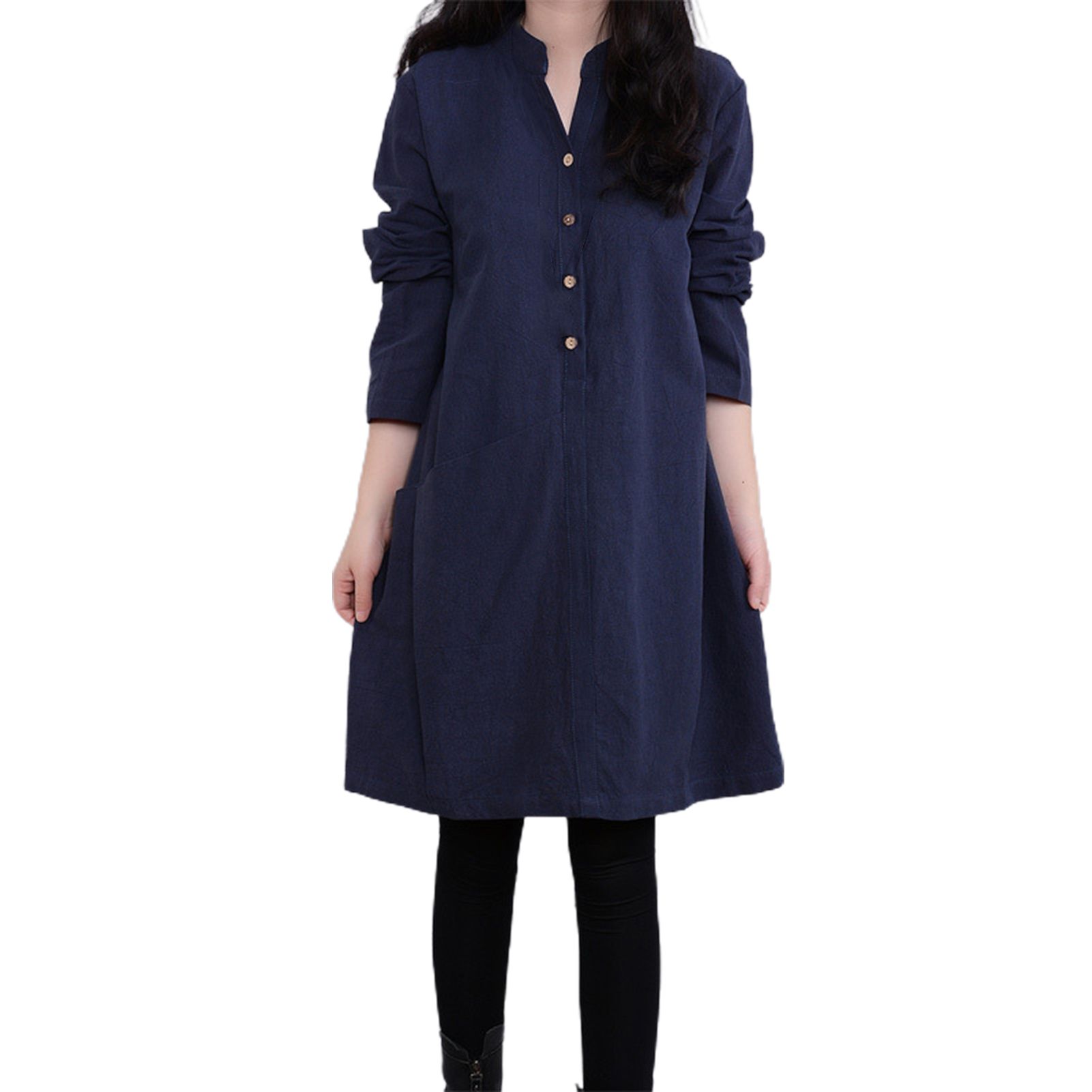 Midi Dress Long Sleeve Temperament Loose-fitting Dress