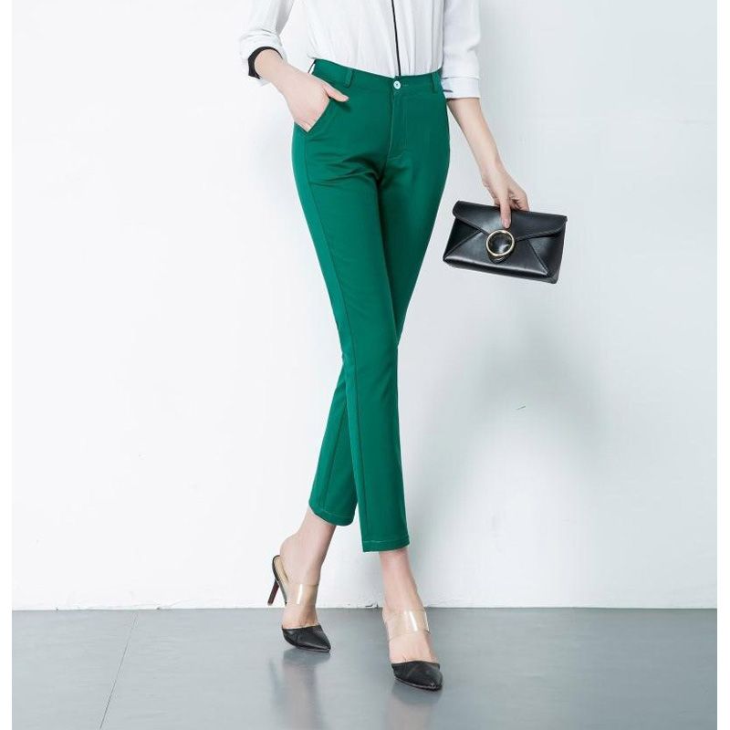 S-4XL Big Size Womens formal office Pencil Pants Elegant Ladies Office Work Pants Casual Elastic Cotton Trousers Women