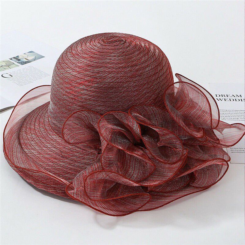 Spring Classic Church Caps Summer Mesh Caps For Women Ladies Flower Rayon Big Wide Elegant Sun Hats Headwear