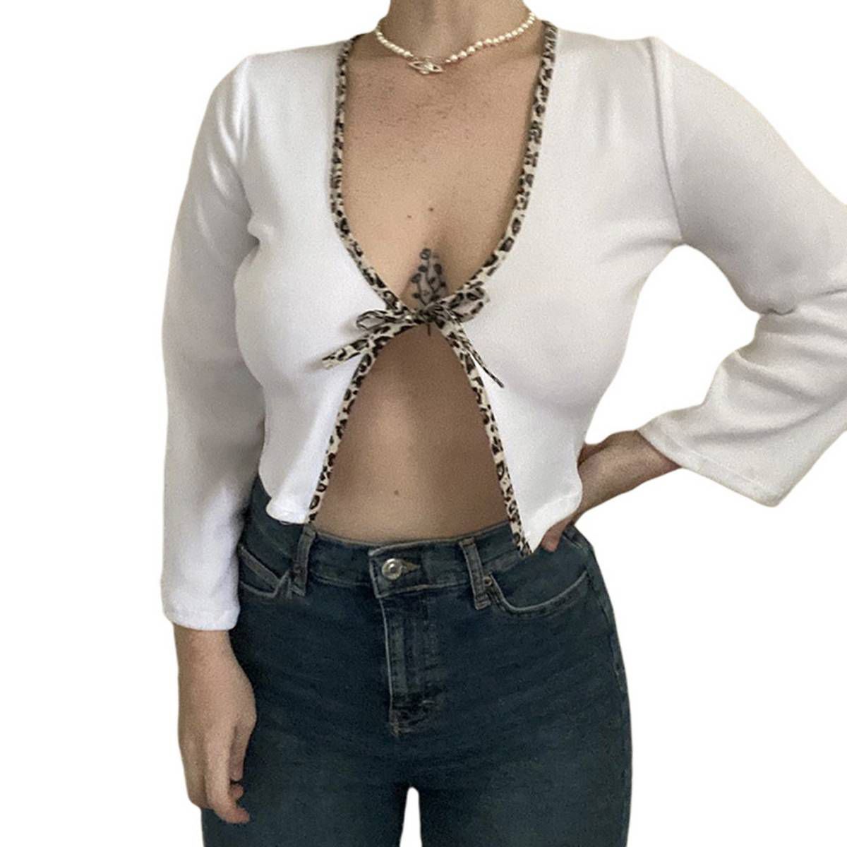 Women Long Sleeve Cardigan, Navel-exposed Short Style  V-neck Slim Spring Clothing