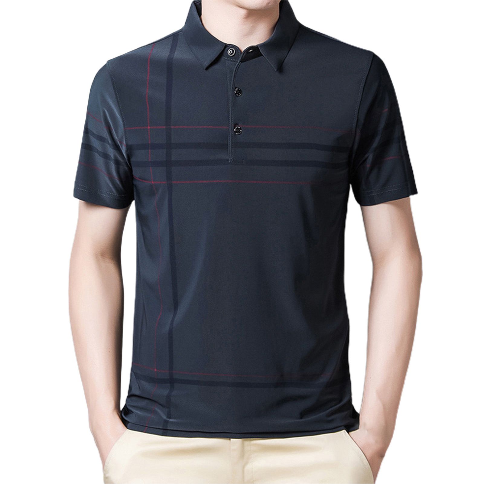 T-Shirt Turndown Collar Skin-friendly Polyester Men Lapel Shirt for Party