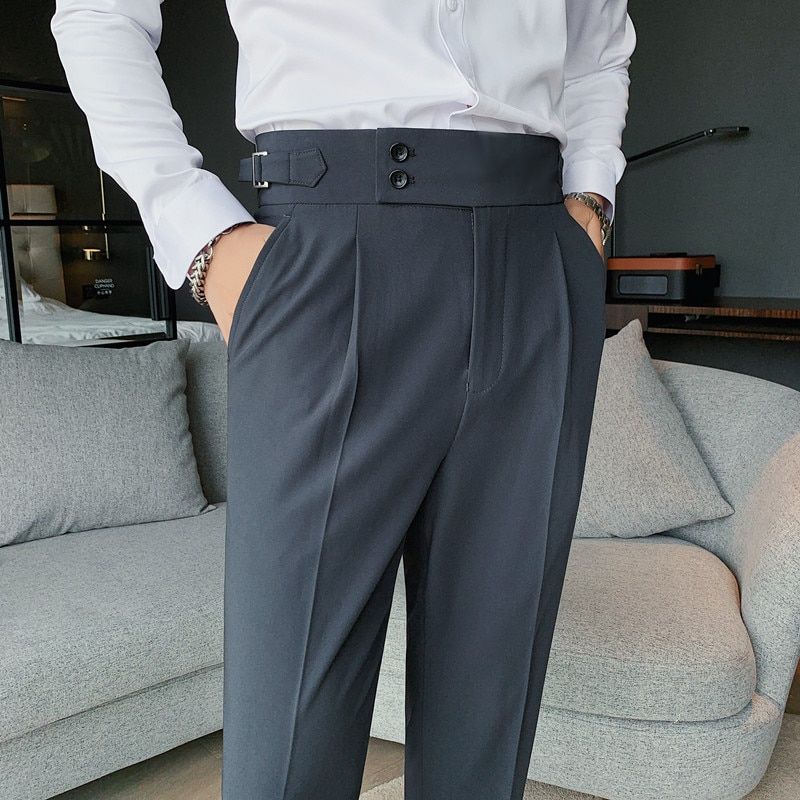2021  clothing Fashion Spring high quality slim fit Business suit pants/Male White black leisure Dress trousers 29-36