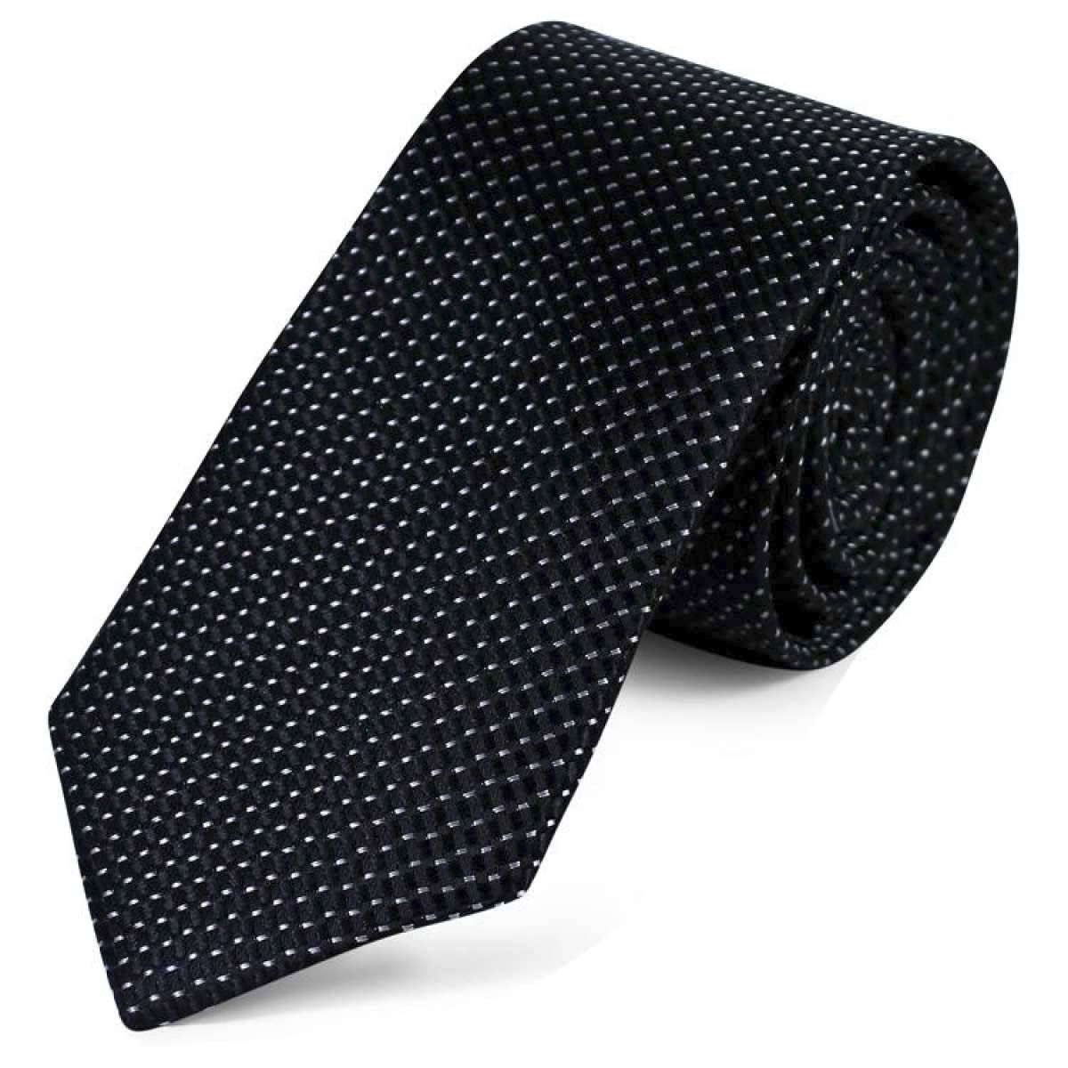Medium Stylish Black Silk Tie
