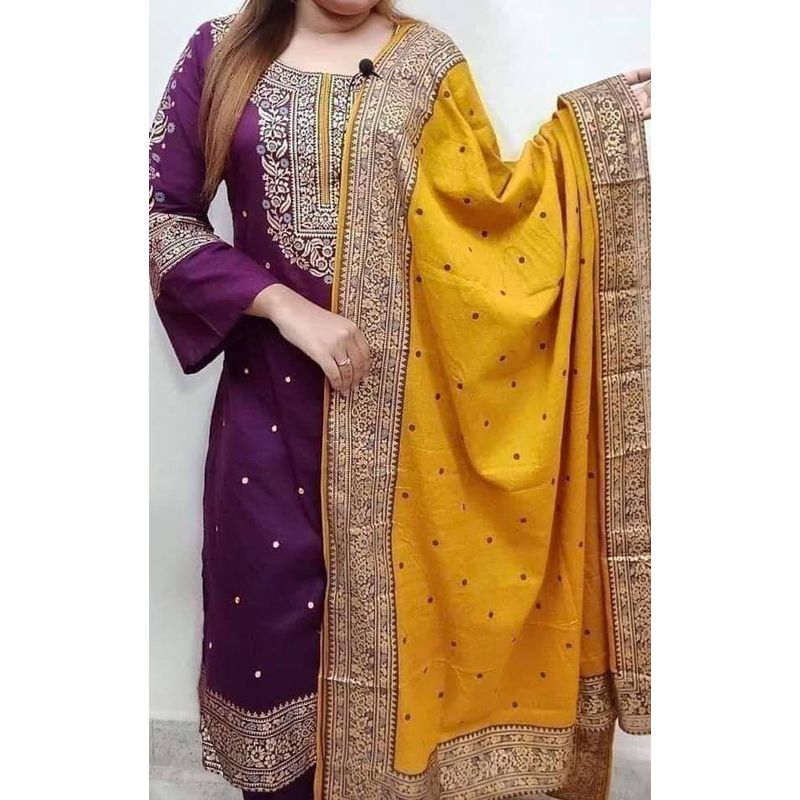 New Gorgious Unstitched Cotton Afsan Print Three Piece For Women ( 3 piece )