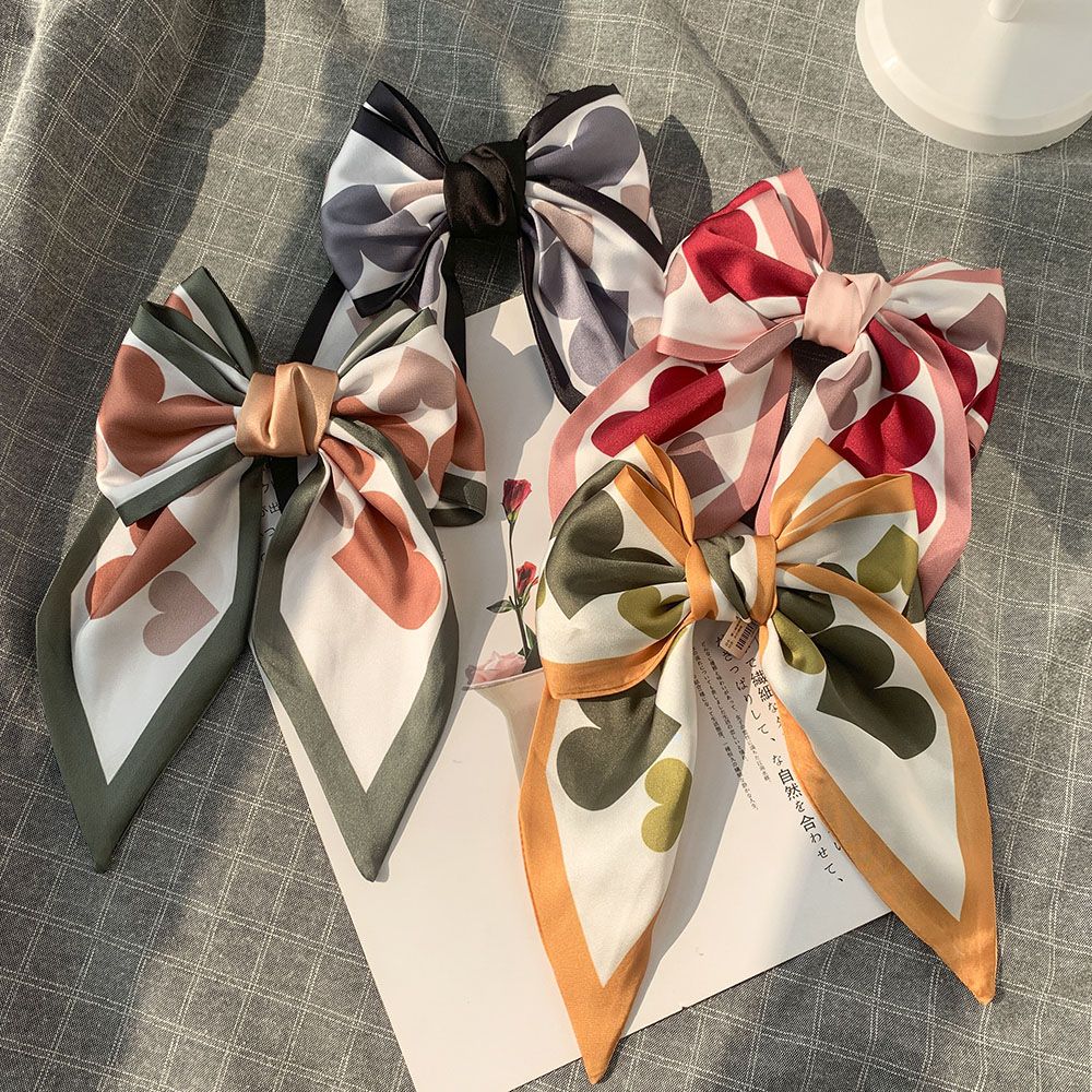 Minigood Cute And Fashionable Love Bow Satin Steel Clip