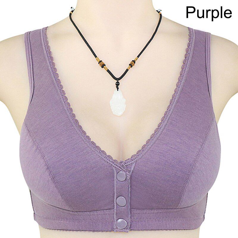 Comfortable Soft Cotton Front-Close Bralette Size 38-46 B C D Cup Big Size Bra Large Size Middle Age Women Everyday Wear