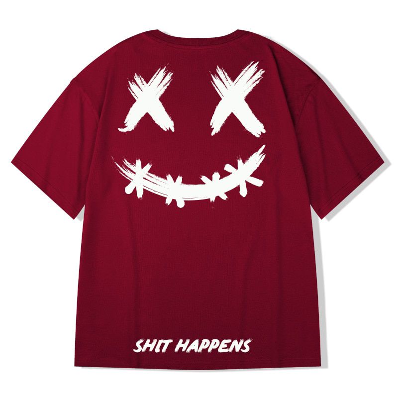 ZAZOMDE 2021 New Fashion T Shirt Hop Men Summer Short Sleeve Loose T-Shirt Cotton Casual Oversized Basic Smiley Tee Soft