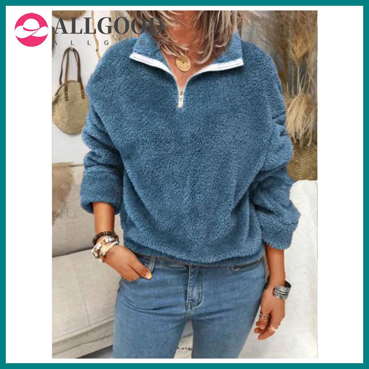 Streetwear Fashion Plus Size Plush Sweater Women Long Sleeve Zipper V-Neck Casual Pullovers Tops Autumn Winter Warm Sweater Coat