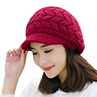 Fashion Women Solid Color Thicken Woolen Yarn Knitted Hat Outdoor Peaked Cap