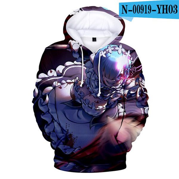 Starting Life in Another World 3D Hoodie Sweatshirt in boys girl /kids Anime Rem Ram Jacket Harajuku autumn warm clothes3Dprint hoodie hoodies sweatshirt coat
