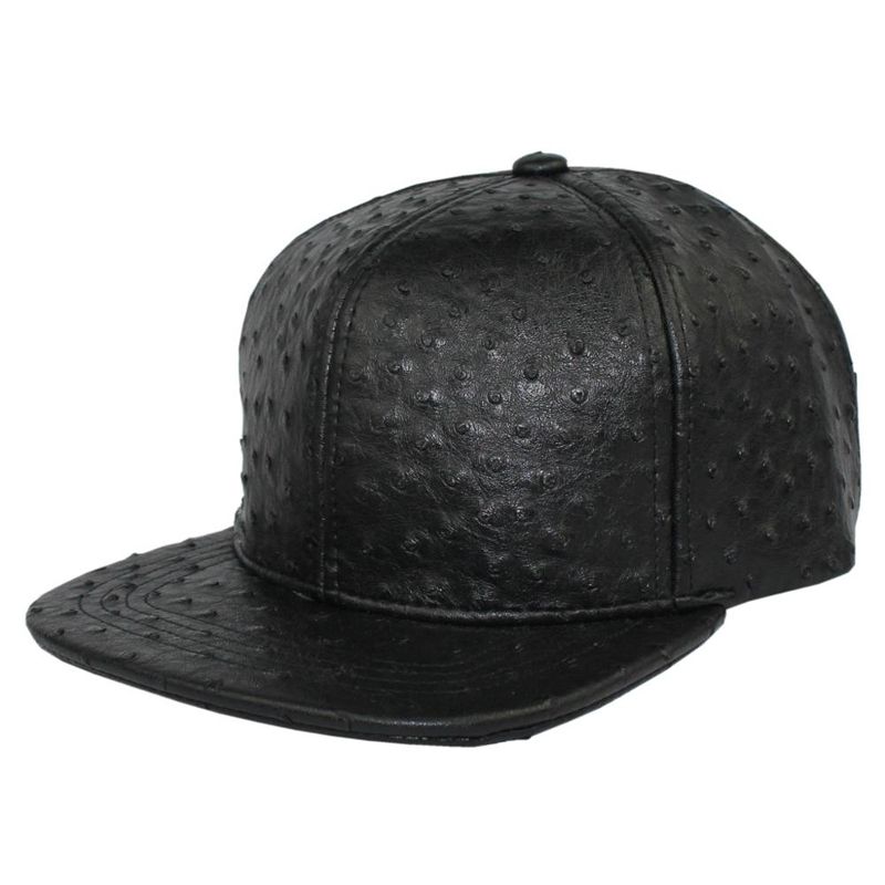 Ostrich Faux Leather Novelty Women Snapback Unisex Hop Urban Golden Buckle Flat Baseball Cap Hat Men