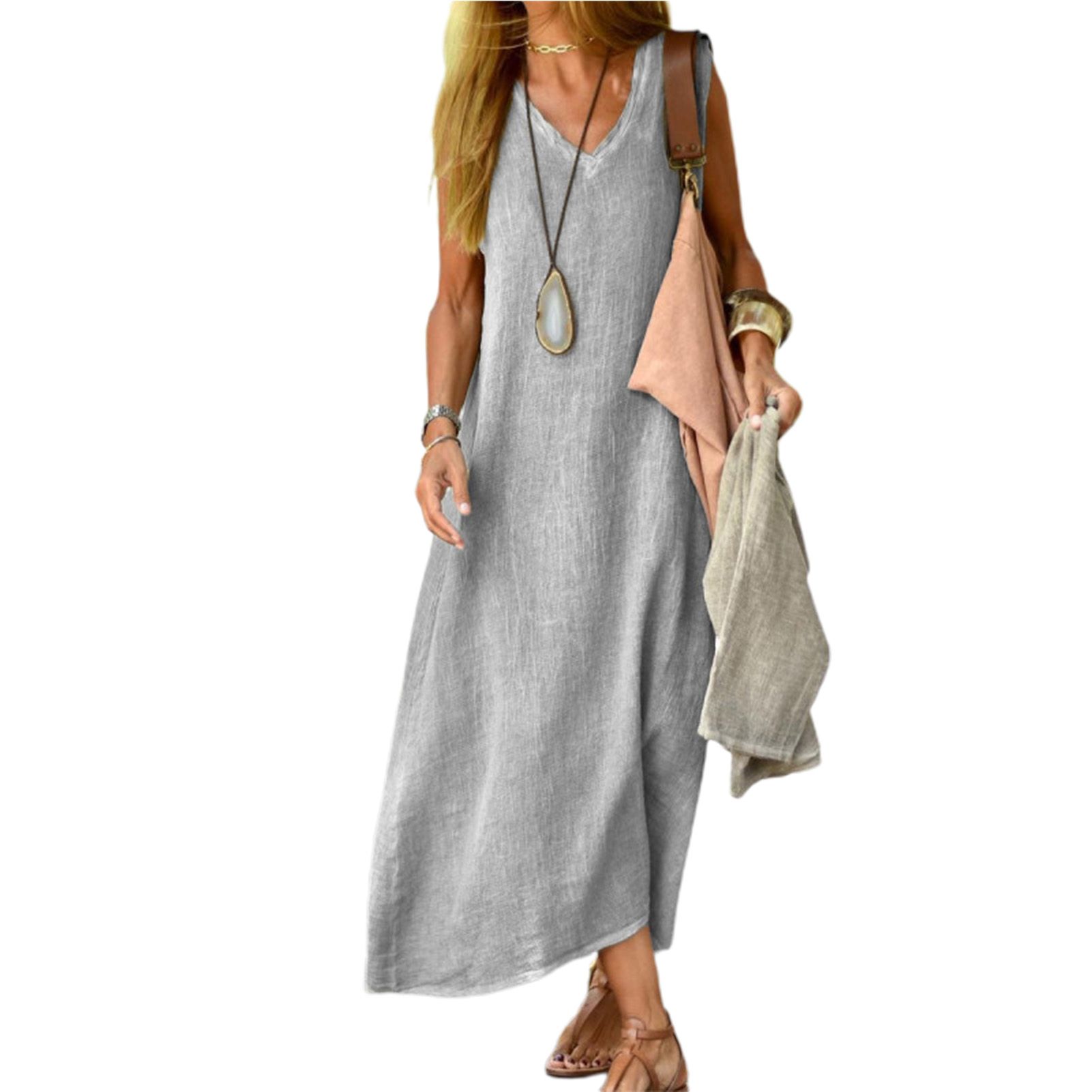 Long Dress Lightweight Pure Color Summer Dress