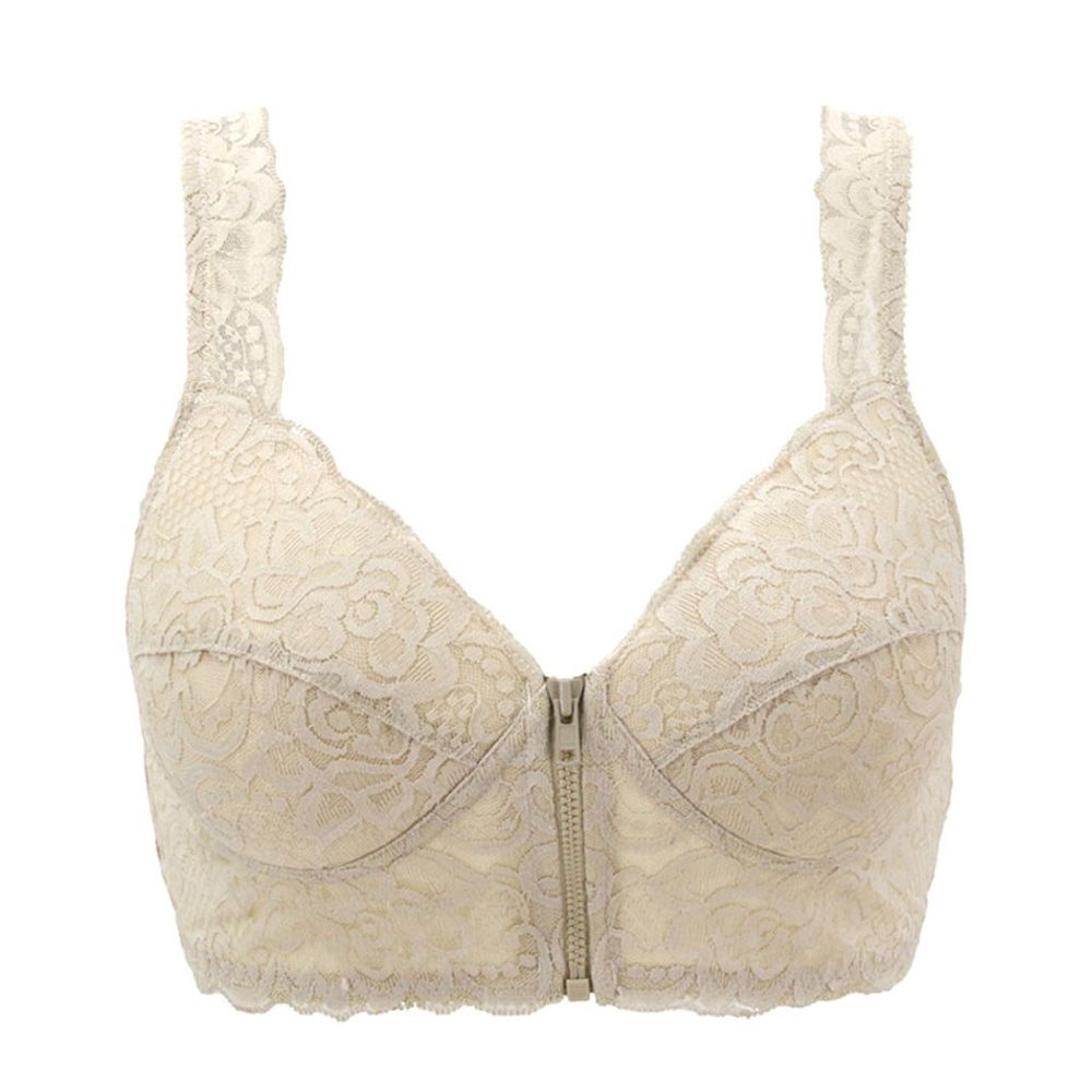 Comfortable bras with open front cover for women Casual Massage Front Zip Sleep Bra push up bralette gather lace crop tops #129
