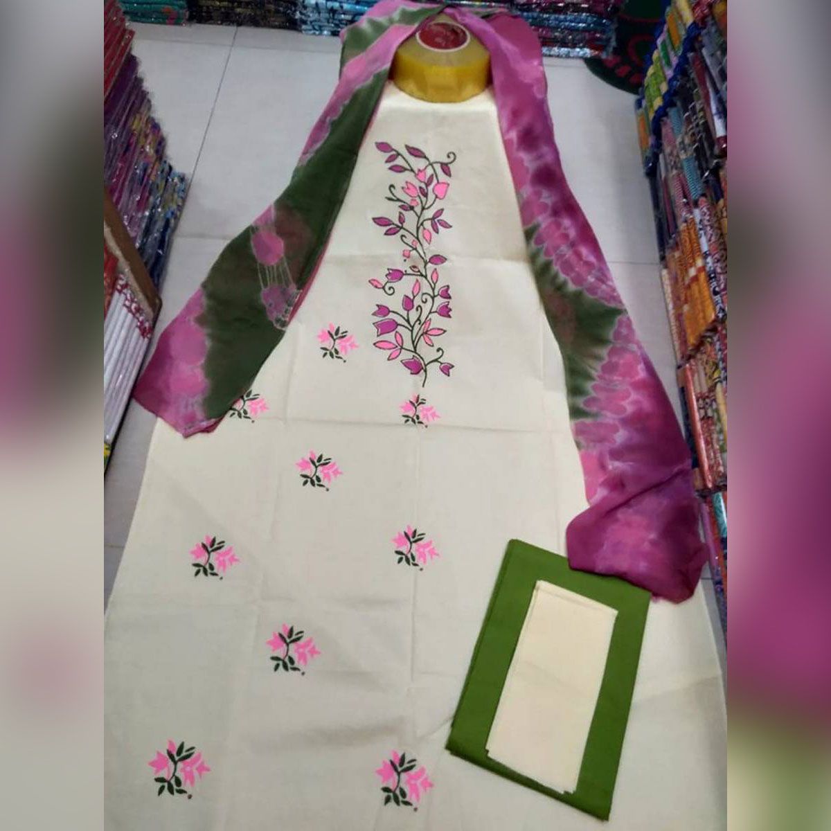 block unstitched cloth cotton  Kameez orna selwar for women