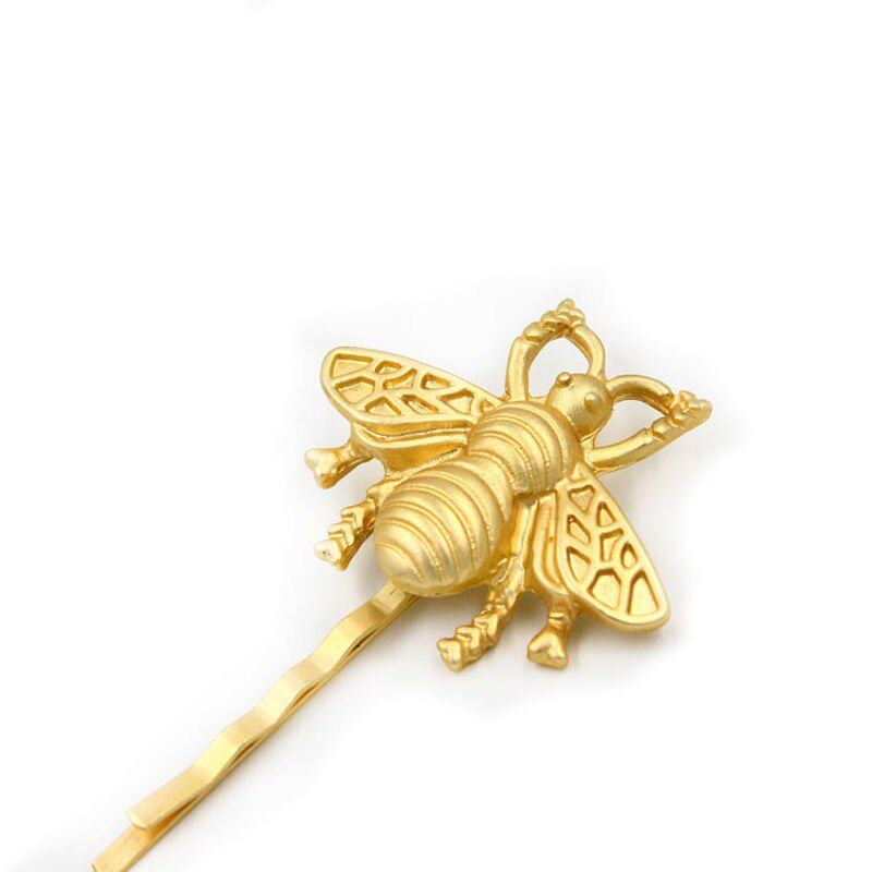 1PCS Women's Fashion Style Girl Exquisite Gold Bee Leaf Hairpin Side Clip Elegant Hair Clips Sweet Headwear Hair Accessories