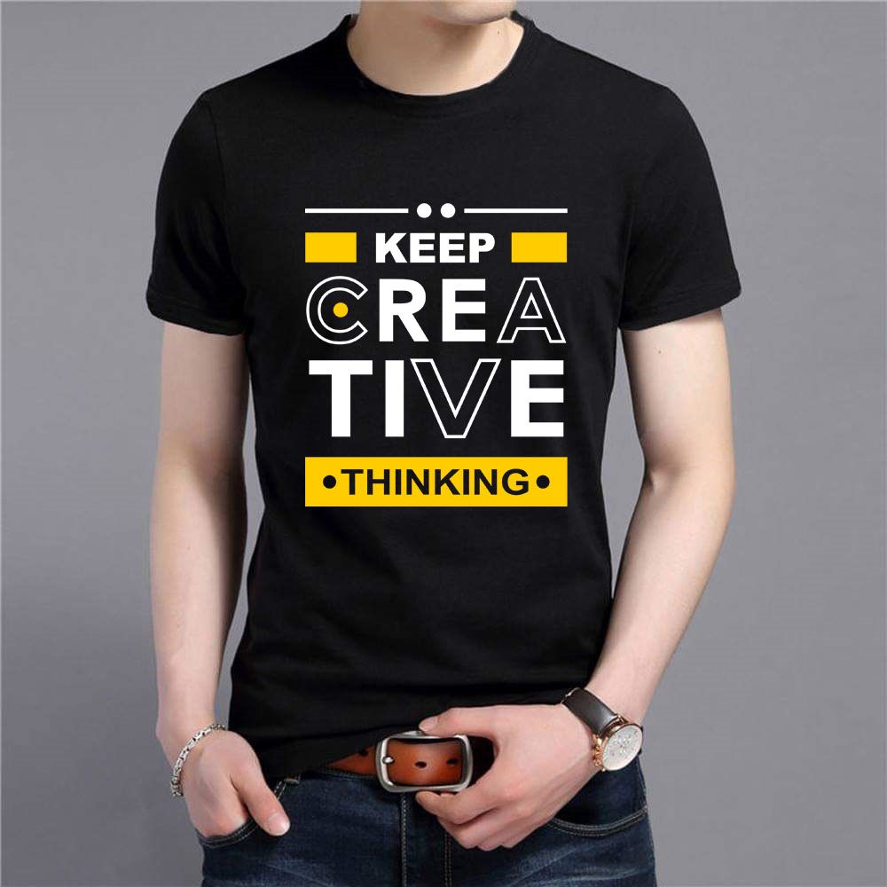 Black Colour Daraz E Dizain T Shirt  Cotton  Half Sleeve T-Shirt For Men - Genji